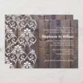 Rustikale Hochzeitsfeier aus Holz Einladung (Vorne/Hinten)