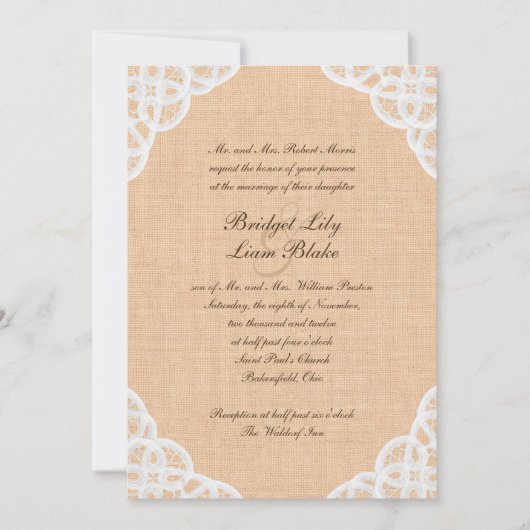 Rustikale Hochzeitsfeier & Burlap Einladung (Vorderseite)