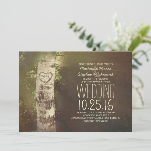 Rustikale Hochzeitsfeier Einladung (Stehend Vorderseite)