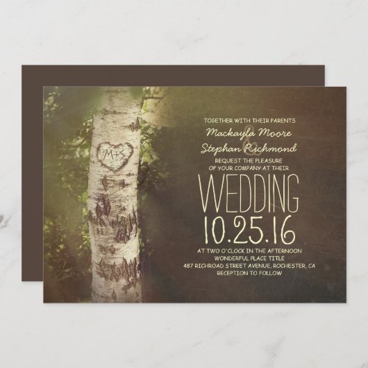 Rustikale Hochzeitsfeier Einladung (Vorne/Hinten)