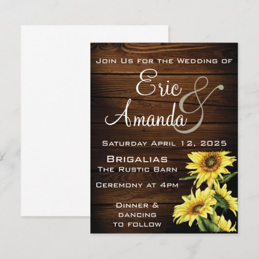 Rustikale Hochzeitsfeier Einladung (Vorne/Hinten)