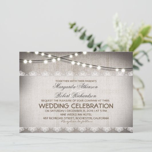 Rustikale Hochzeitsfeier Einladung (Stehend Vorderseite)