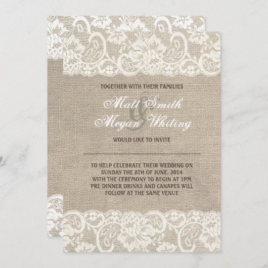 Rustikale Hochzeitsfeier Einladung (Vorne/Hinten)