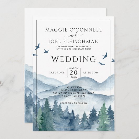 Rustikale Hochzeitsfeier Einladung (Vorne/Hinten)