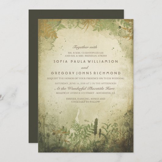 Rustikale Hochzeitsfeier Einladung (Vorne/Hinten)