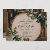Rustikale Hochzeitsfeier im Grünen und Holz Einladung (Vorne/Hinten)