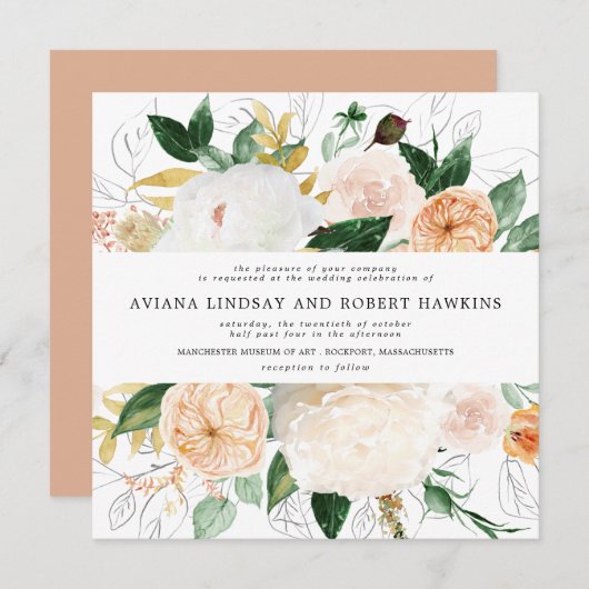 Rustikale Hochzeitsfeier im Herbst Einladung (Vorne/Hinten)