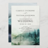 Rustikale Hochzeitsfeier in Bergnebelwald Einladung (Vorne/Hinten)