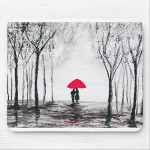 Rustikale Hochzeitsfeier Liebe Roter Schirm Chic Mousepad