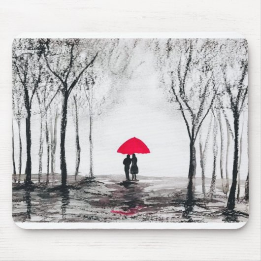 Rustikale Hochzeitsfeier Liebe Roter Schirm Chic Mousepad (Vorne)
