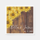 Rustikale Hochzeitsfeier mit hellgelben Sonnenblum Serviette (Vorderseite)