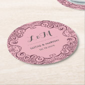 Rustikale Hochzeitsfeier mit Lila Blumenwirl Runder Pappuntersetzer (Angewinkelt)