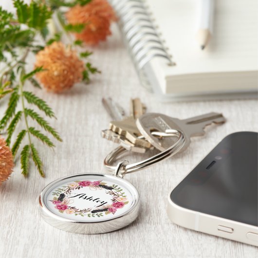 Rustikale Hochzeitsfeier Schlüsselanhänger (Seite)