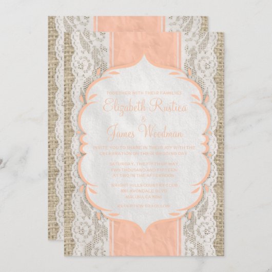 Rustikale Hochzeitsfeiern Einladung (Vorne/Hinten)