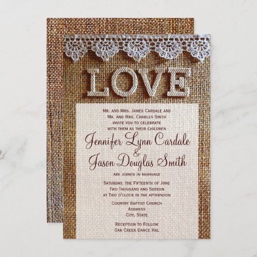 Rustikale Hochzeitsfeiern und Hochzeitsfeiern in d Einladung (Vorne/Hinten)