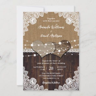 Rustikale Hochzeitshilfen aus Holz Einladung