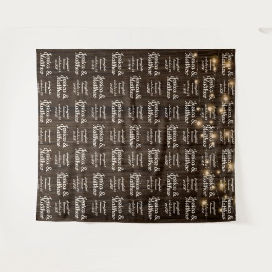 Rustikale Hochzeitshintergrund Schritt und Banner  Wandteppich (Vorderseite (Horizontal))