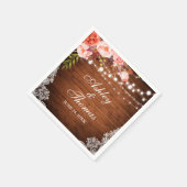 Rustikale Hochzeitsholz Korallenblume Serviette (Ecke)