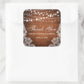 Rustikale Hochzeitsholz Quadratischer Aufkleber (Tasche)