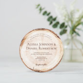 Rustikale Hochzeitsholz-Schnitt-Scheibe einzigarti Einladung (Stehend Vorderseite)