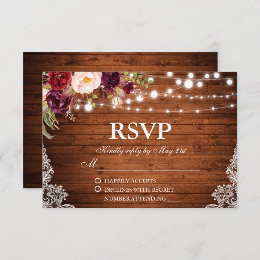 Rustikale Hochzeitsholz-UAWG RSVP Karte (Vorne/Hinten)