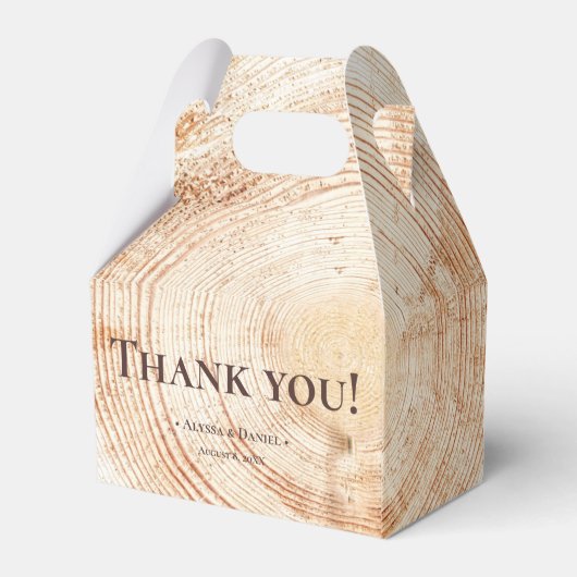 Rustikale Hochzeitsholzbärchen mit Textur Custom Geschenkschachtel (Rückseite)