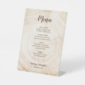 Rustikale Hochzeitsholzbäume mit eigener Menüauswa Sockelschild (Vorderseite)