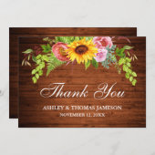 Rustikale Hochzeitsholzblume Dankeskarte (Vorne/Hinten)