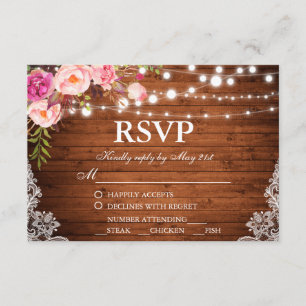 Rustikale Hochzeitsholzblütenleuchten UAWG mit Ess RSVP Karte