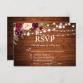 Rustikale Hochzeitsholzlichter UAWG mit Blumen/Mah RSVP Karte (Vorne/Hinten)