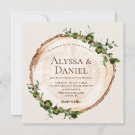 Rustikale Hochzeitsholzmasse Einladung