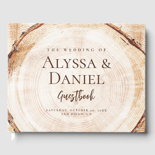 Rustikale Hochzeitsholzmehlbaumrinde Gästebuch (Vorderseite)