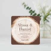 Rustikale Hochzeitsholztextur Einladung (Stehend Vorderseite)