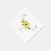 Rustikale Hochzeitshühner Sonnenblumen Monogramm Serviette (Ecke)