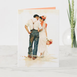 Rustikale Hochzeitsillustration im Romantik-Stil Karte