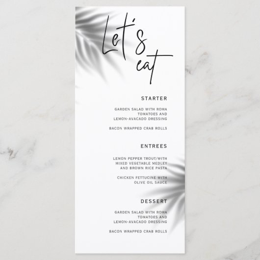 Rustikale Hochzeitskalligraphie Essen wir Abendmen Menükarte (Vorderseite)