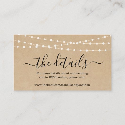 Rustikale Hochzeitskarte Begleitkarte (Vorderseite)