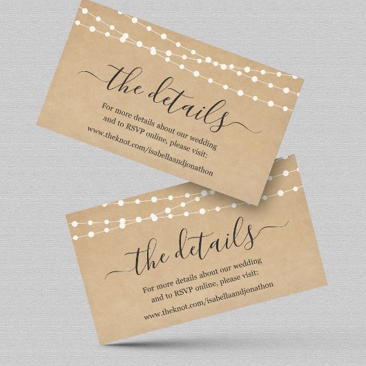 Rustikale Hochzeitskarte Begleitkarte