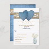 Rustikale Hochzeitskarte | Denim, Lace, Burlap Einladung (Vorne/Hinten)