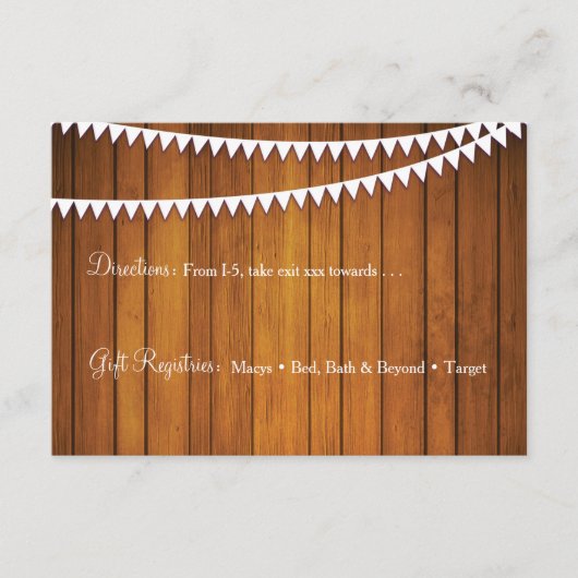 Rustikale Hochzeitskarte Empfang Begleitkarte (Vorderseite)