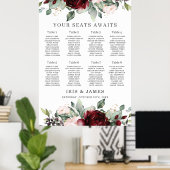 Rustikale Hochzeitskarte für Burgunder Blütenblüte Poster (Heimbüro)