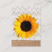 Rustikale Hochzeitskarte für Burlap und Sonnenblum Begleitkarte (Rückseite)