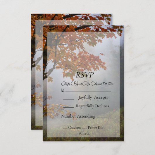 Rustikale Hochzeitskarte für Herbst RSVP Karte (Vorne/Hinten)