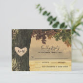 Rustikale Hochzeitskarte für Herbsteichen RSVP Karte (Stehend Vorderseite)