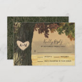 Rustikale Hochzeitskarte für Herbsteichen RSVP Karte (Vorne/Hinten)