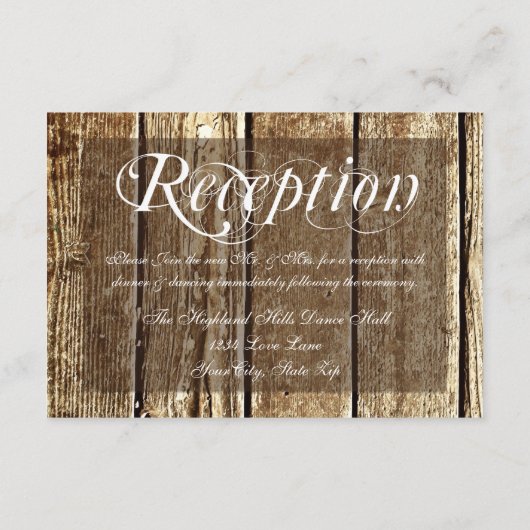 Rustikale Hochzeitskarte für Holzhütten Begleitkarte (Rückseite)