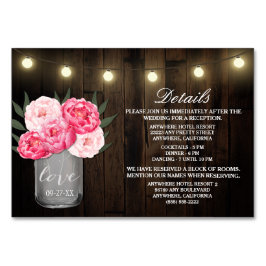 Rustikale Hochzeitskarte für Peony Tischnummer