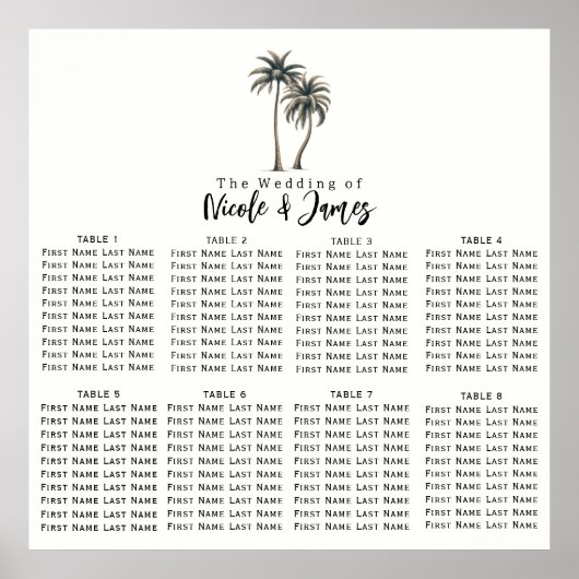 Rustikale Hochzeitskarte für tropische Palmen Poster (Vorne)