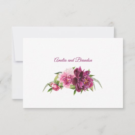 Rustikale Hochzeitskarte für Wasserfarben Rosa Peo (Rückseite)