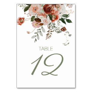 Rustikale Hochzeitskarte für Wasserfarben - Tischn Tischnummer